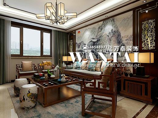 泰安装饰公司-泰安泮河小镇256㎡新中式混搭复式楼装修效果图-张继龙