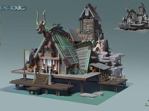 單體建筑維京小房子（個人主頁-ZNDgxODUwMjg=） - 游戲原畫 - 站酷設(shè)計(jì)師叫黑貓的哥斯拉原創(chuàng)素材 - 站酷ZCOOL