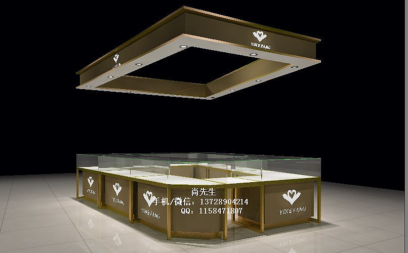 深圳西乡银饰品专柜不锈钢珠宝展示柜效果图