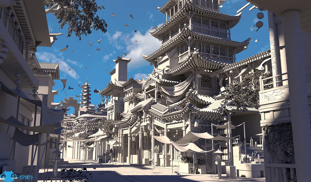 巧课力cgmomo模型班线下九期场景作业(白模)