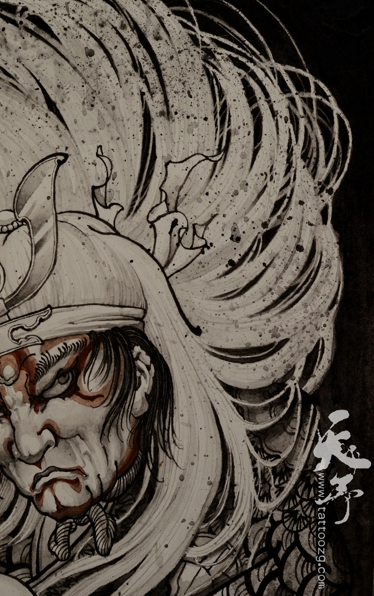 西安天予刺绘画作品《挥刀武士》（图ZNzU3NjAwMDQ=） - 绘画 - 站酷设计师西安天予刺青原创素材 - 站酷ZCOOL