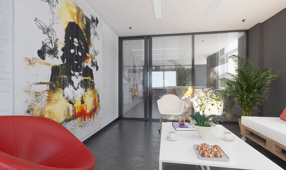 青岛某外贸公司办公室室内设计一层改二层充分利用空间(工业风)