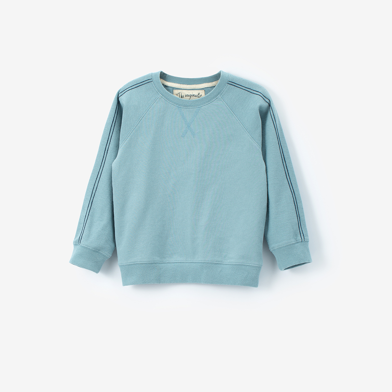 亲子肩部明线长袖t童装服装衣服产品静物白底拍摄