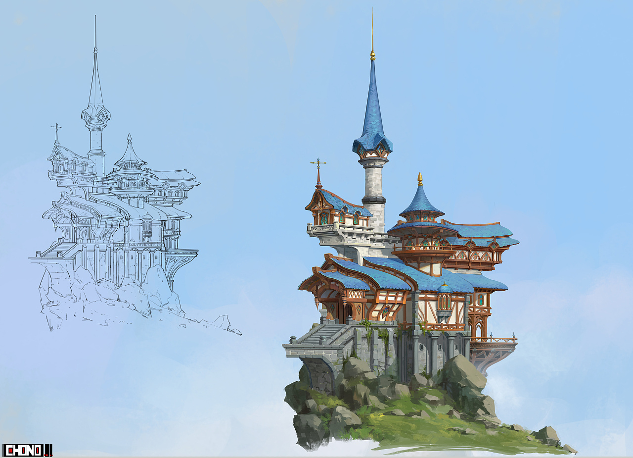 单体建筑|插画|游戏原画|赤那chono - 原创作品 - 站酷 (zcool)