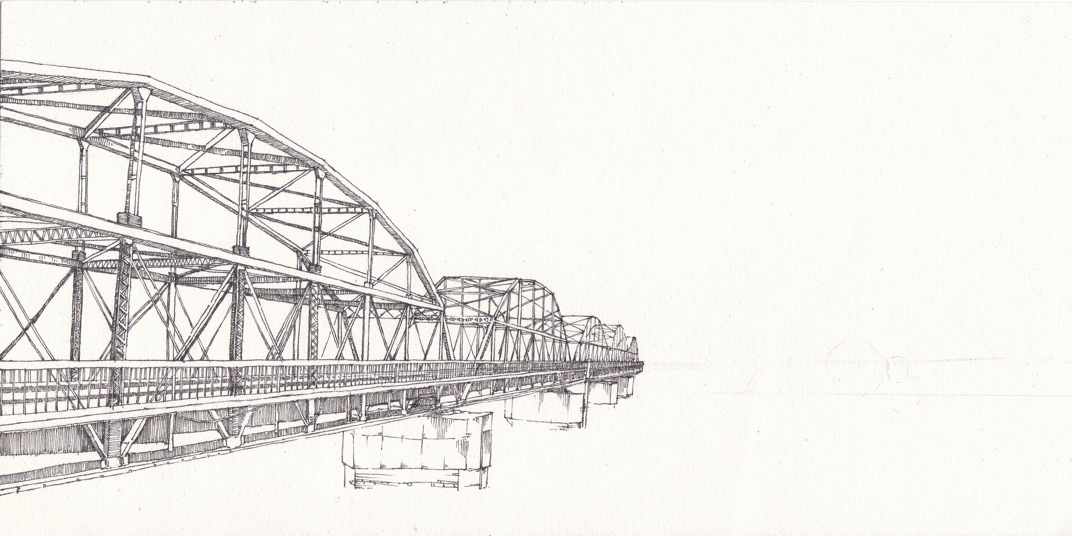 中山桥简笔画 手绘图片