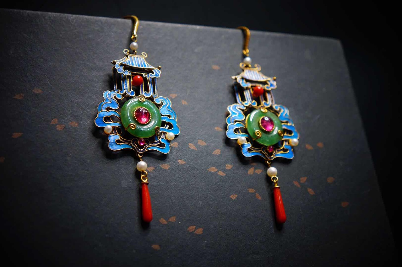 耳饰系列 古物新饰 中式奢侈品 点翠首饰设计样品