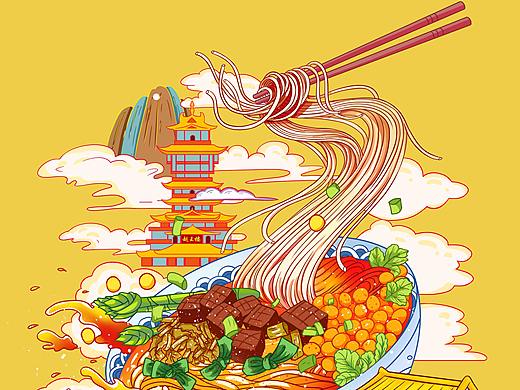 螺蛳粉包装插画