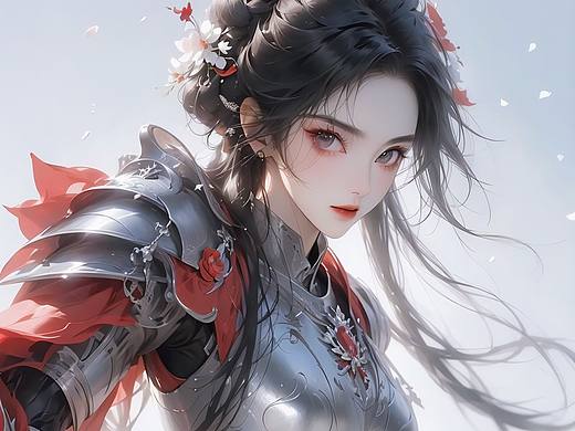 国风插画|古风插画|古风|最后的抵抗-披甲的公主