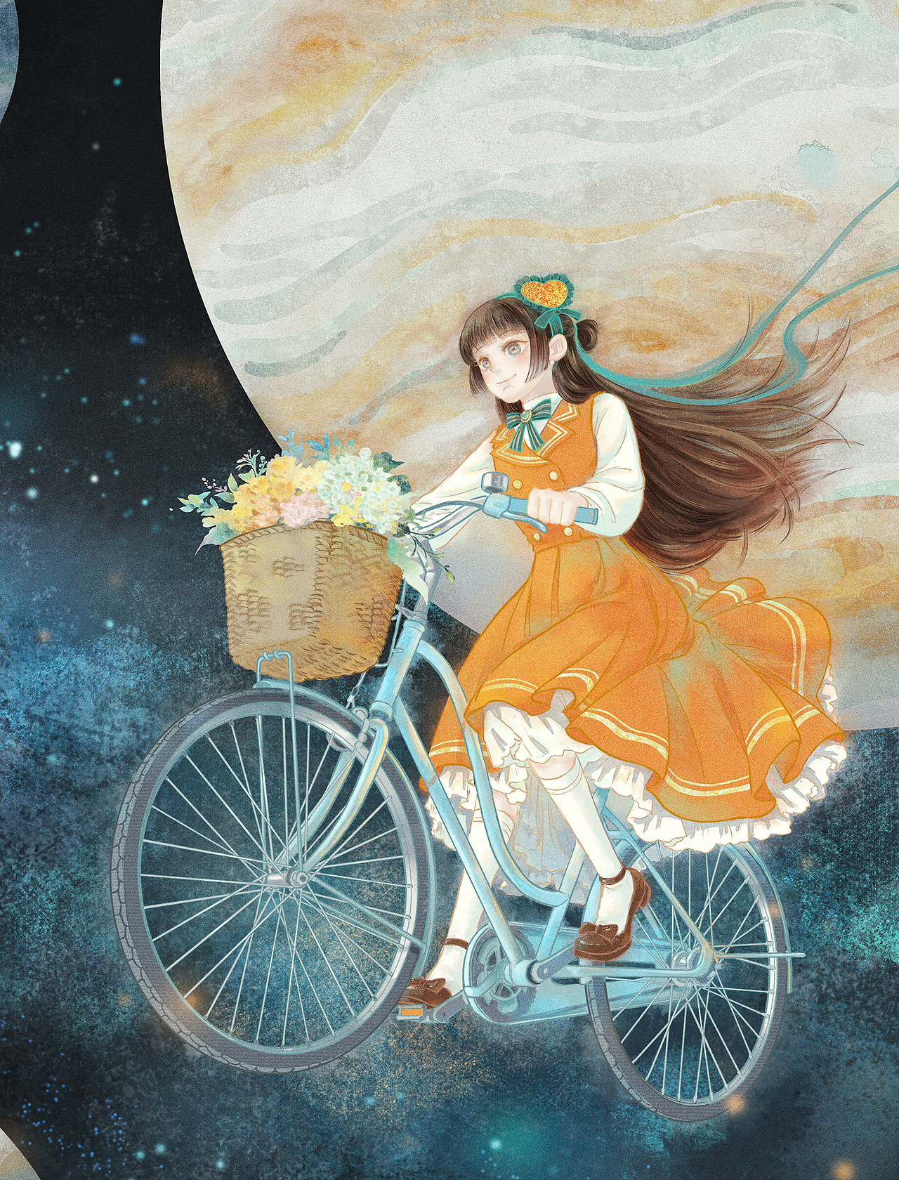 宇宙自行车少女|插画|创作习作|南山归鱼_原创作品-站酷zcool