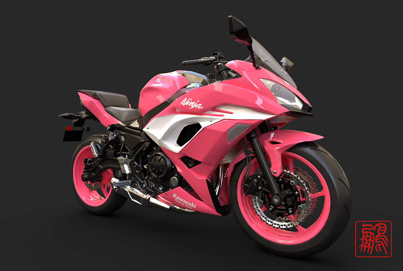 摩托车川崎小忍者650abs自配粉色