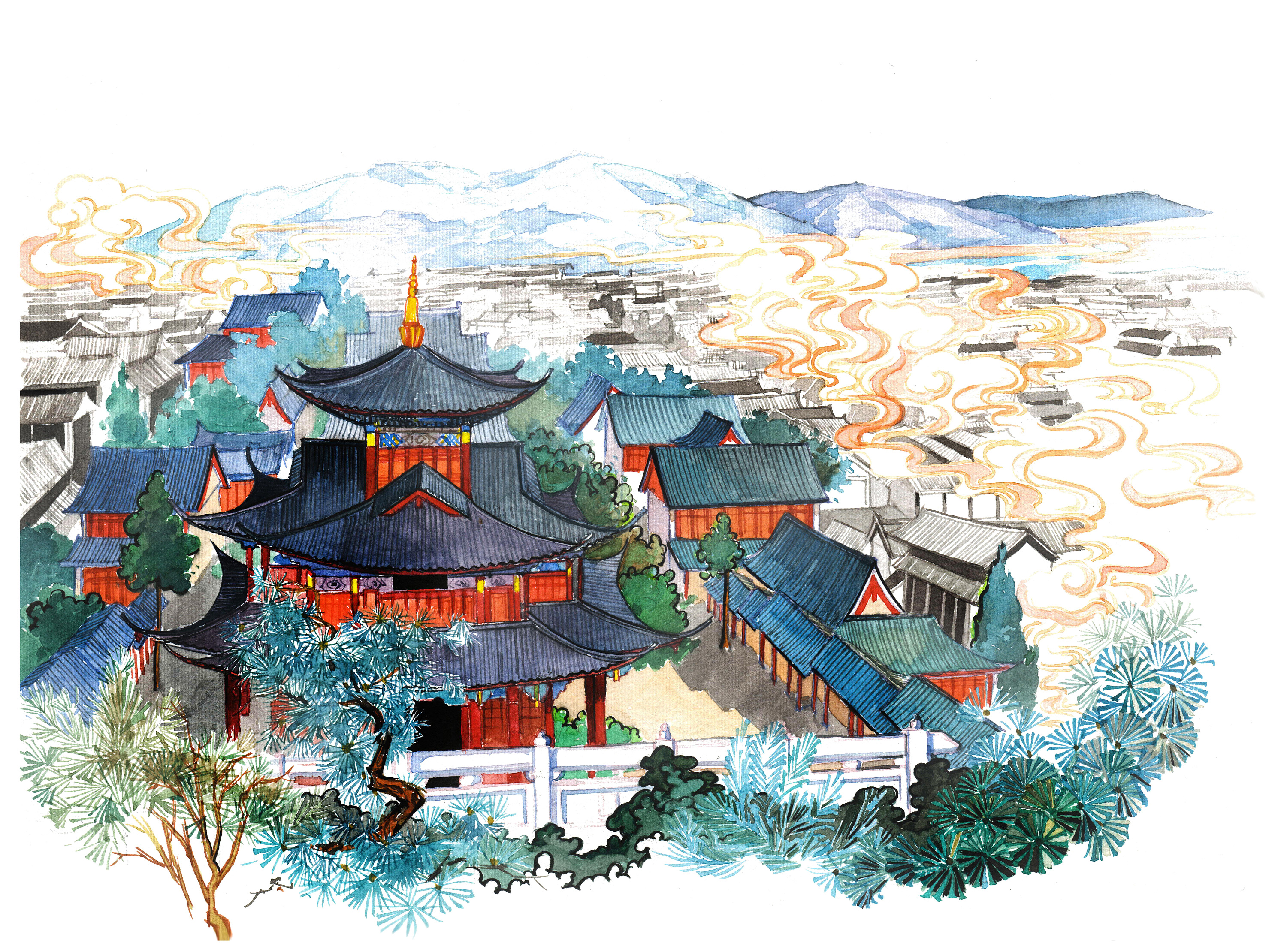 《滇南梦影录》水彩云南·附细节