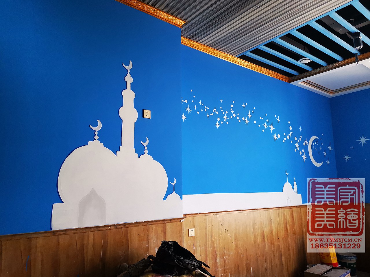 太原清真火锅饭店彩绘墙绘墙体彩绘|插画|商业插画|太原墙绘太原手绘