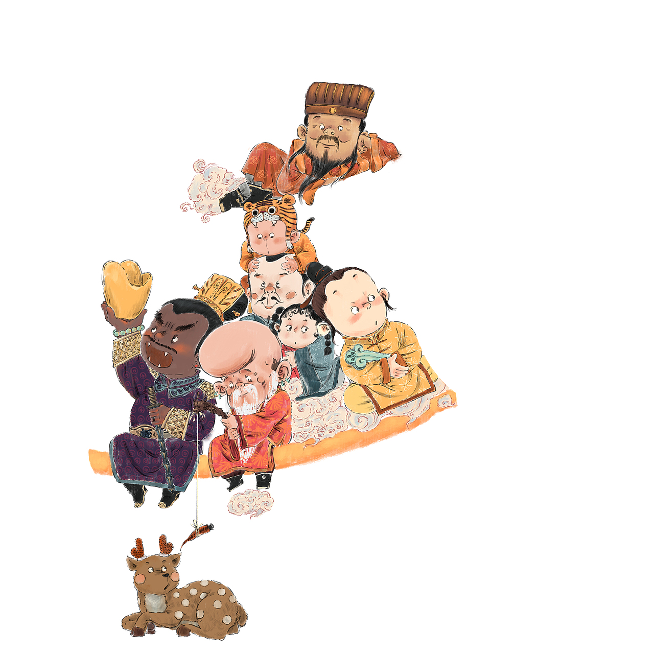 小老虎五福星送新春（图ZMjg2ODA2MTUy） - 艺术插画 - 站酷设计师九山DADA原创素材 - 站酷ZCOOL