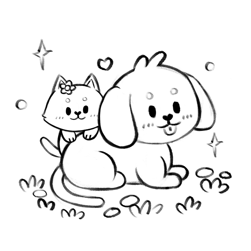 貓貓狗狗（圖ZMzQ4MTA2Mjcy） - 兒童插畫 - 站酷設(shè)計(jì)師Clenaaaaaa原創(chuàng)素材 - 站酷ZCOOL