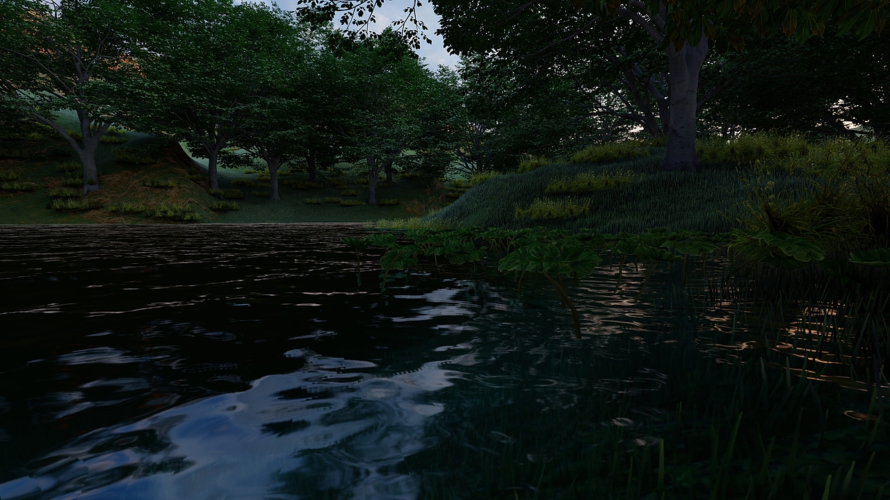 雨天小树林工业设计3D游戏场景建模渲染动画