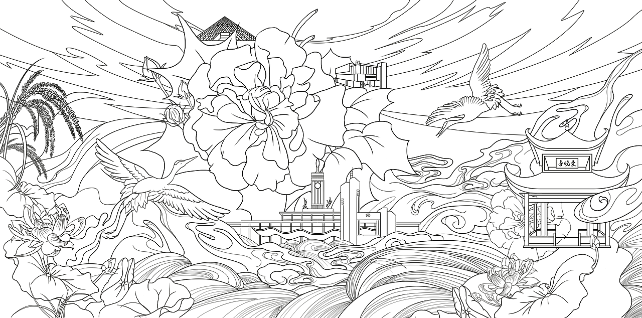 城市插画湖南长沙