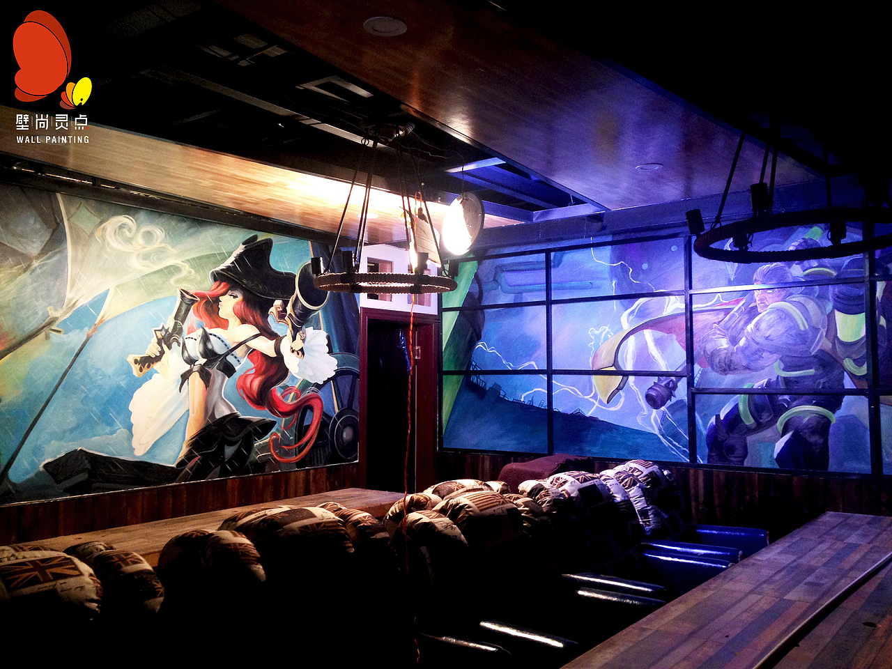 网咖 英雄联盟主题墙绘壁画
