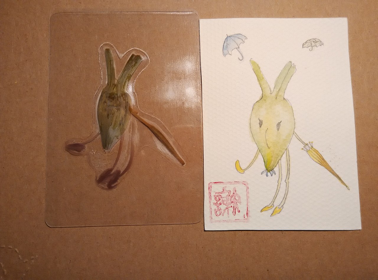 植物标本书签水彩画