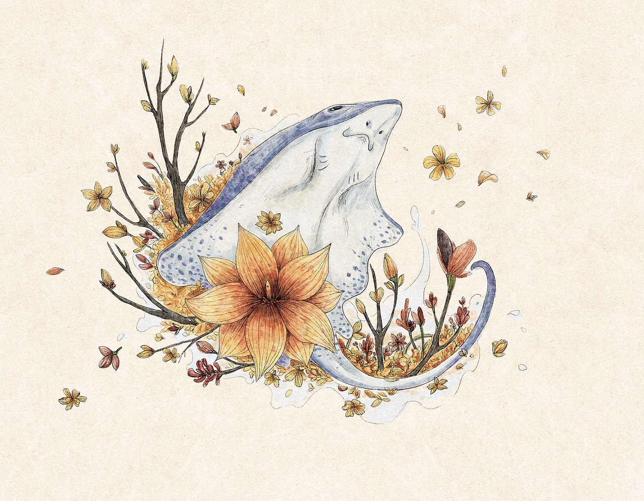 花与海洋|插画|商业插画|diandianzmp_原创作品-站酷zcool