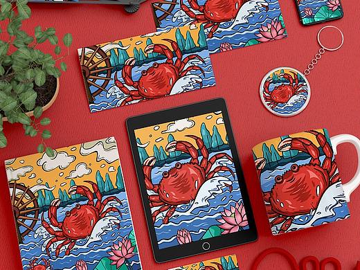 泗洪特色插画螃蟹