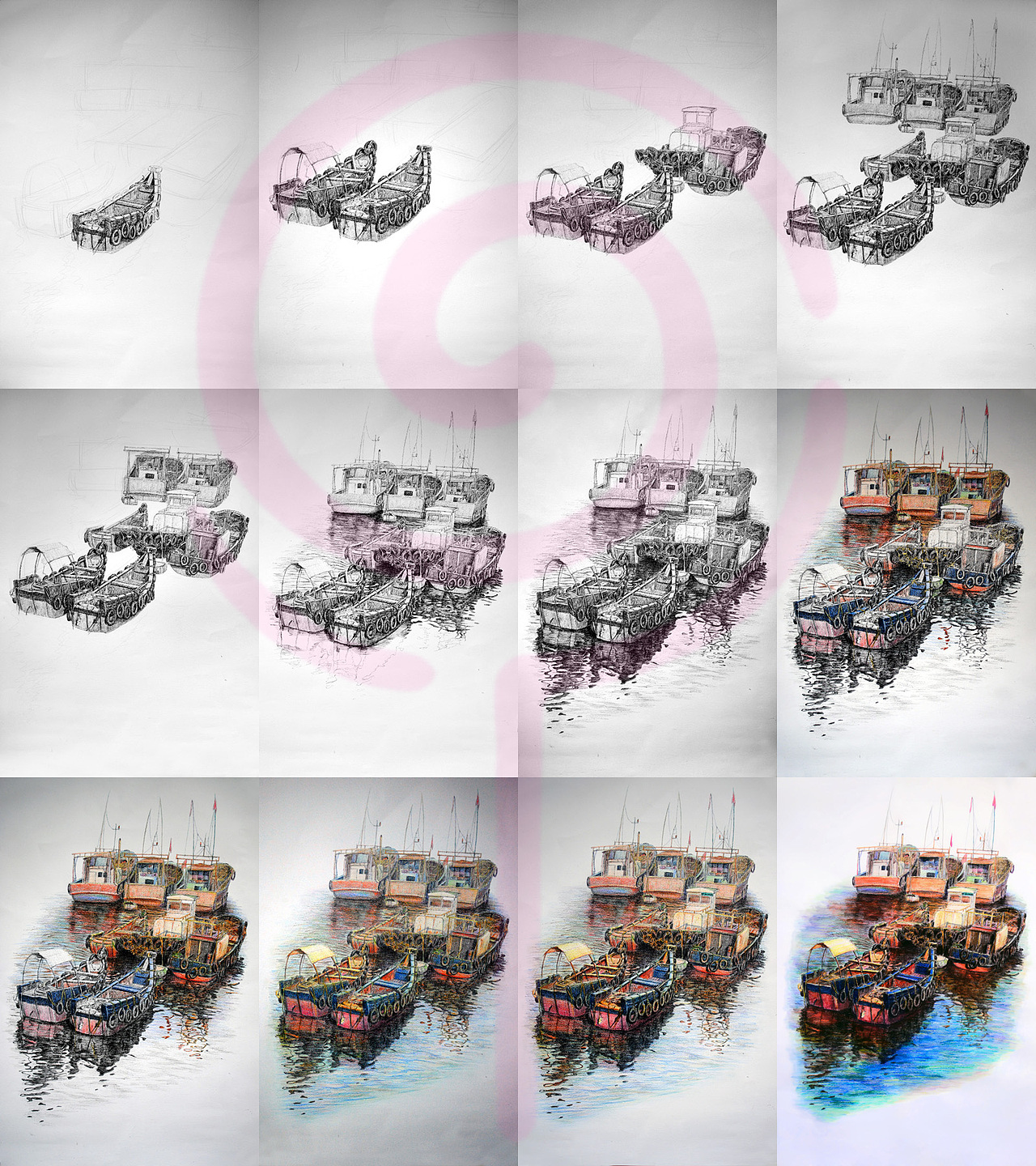 OY水溶彩铅钢笔画：石塘碧色（图ZMzk2NTM2NA==） - 绘画 - 站酷设计师欧阳鹏杰_OY原创素材 - 站酷ZCOOL
