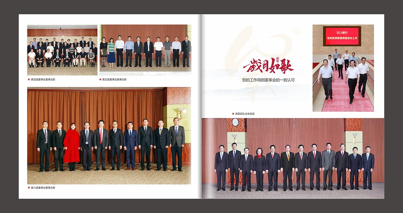 汉口银行领导纪念册设计,高层领导退休,顺时针纪念册