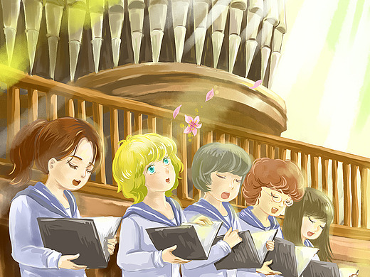 春天与唱诗班的少年