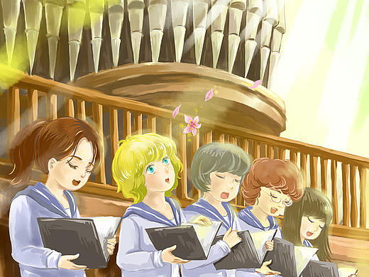 春天與唱詩(shī)班的少年（個(gè)人主頁(yè)-ZMjkxNjQ2MjA=） - 商業(yè)插畫 - 站酷設(shè)計(jì)師宛青是我原創(chuàng)素材 - 站酷ZCOOL