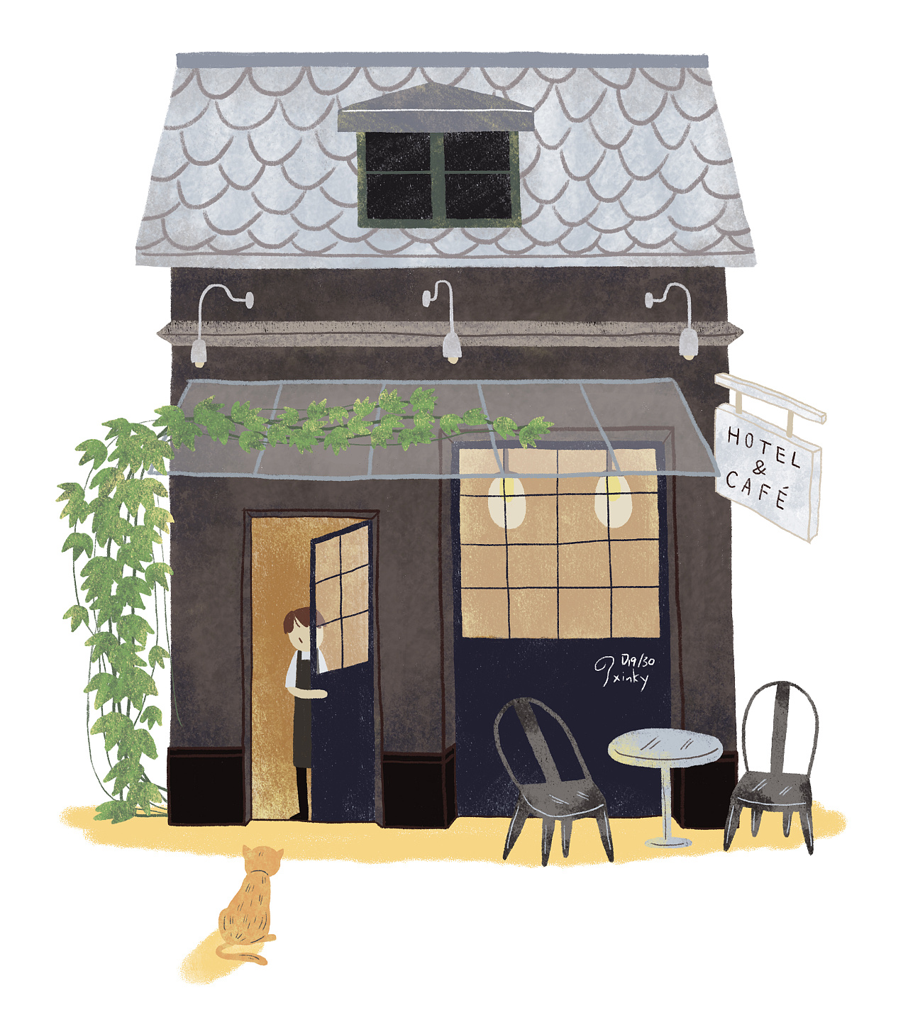 咖啡店|插画|插画习作|xinky - 原创作品 - 站酷 (ZCOOL)