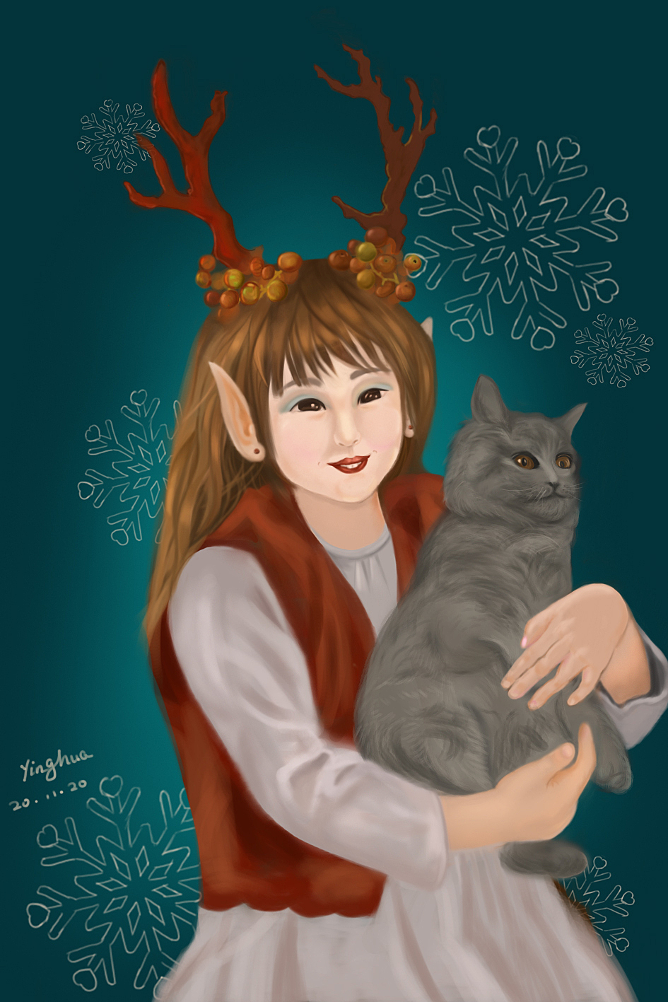 抱着猫的女孩_Z30373564-站酷ZCOOL