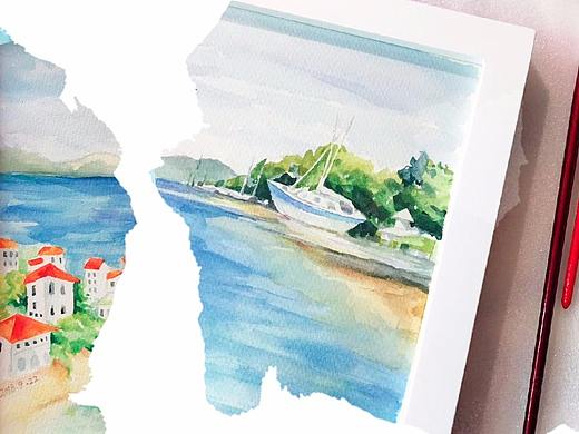 风景水彩画