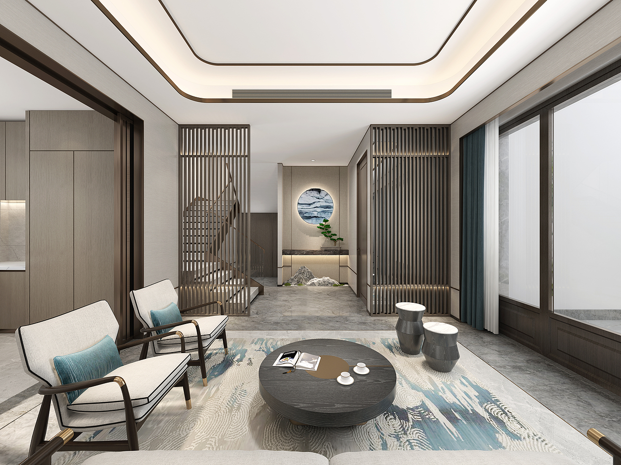 新中式合院样板房2（图ZMjMxNDIxNTY0） - 家装设计 - 站酷设计师杭州立亚设计原创素材 - 站酷ZCOOL