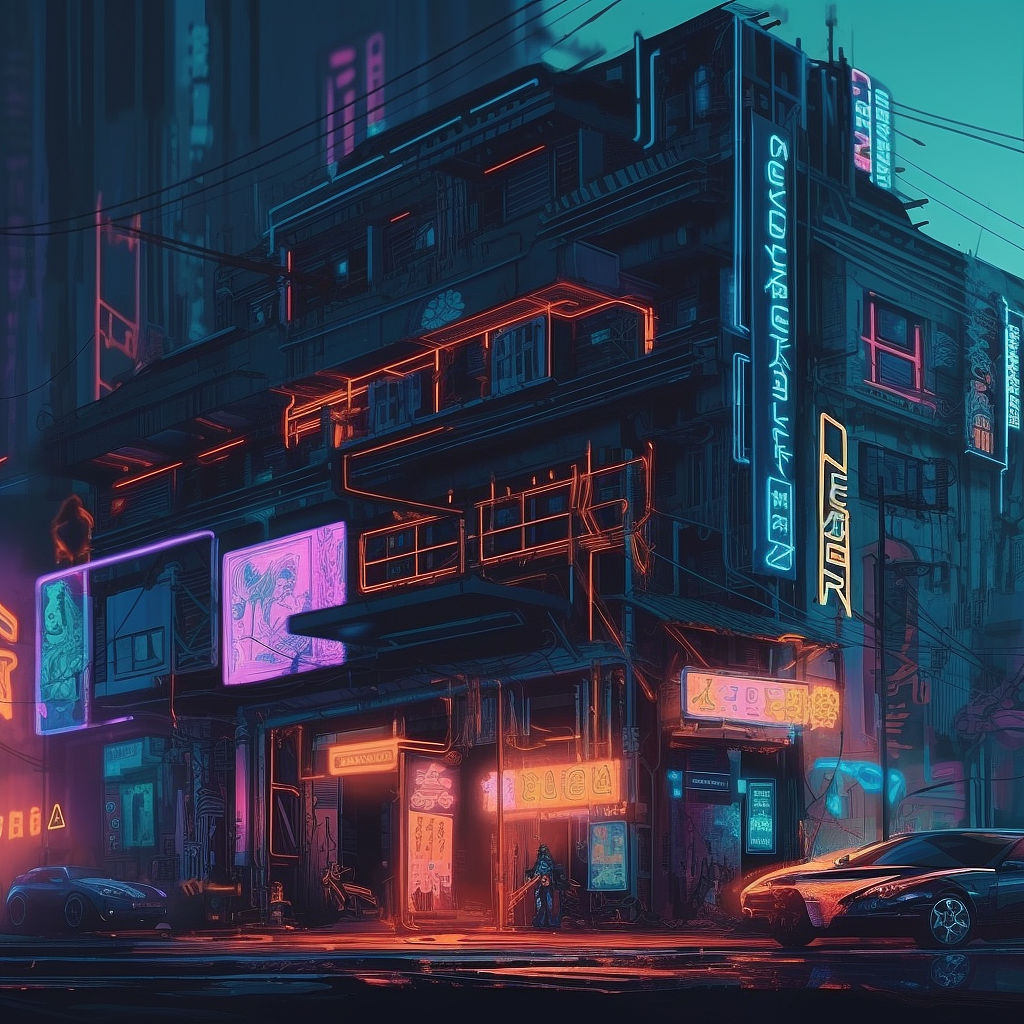 霓虹灯赛博朋克街