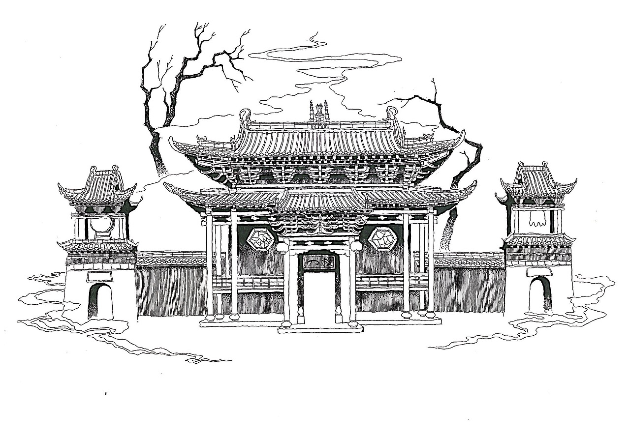 城隍庙-戏台         戏台门匾上写着两个字"敢入",为傅山所题 br>