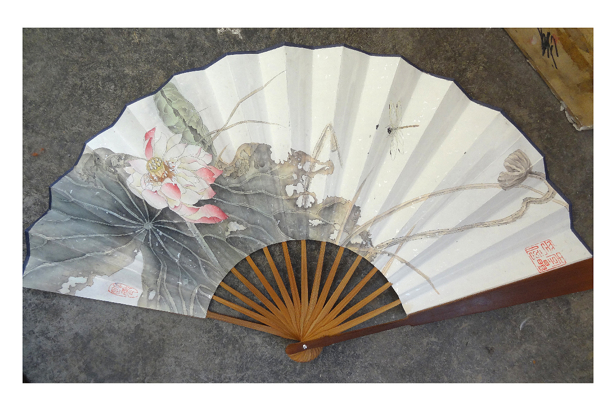 国画工笔画人物写意花鸟扇面宋代小品画书法