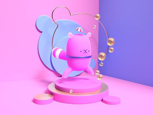 卡通粉红熊