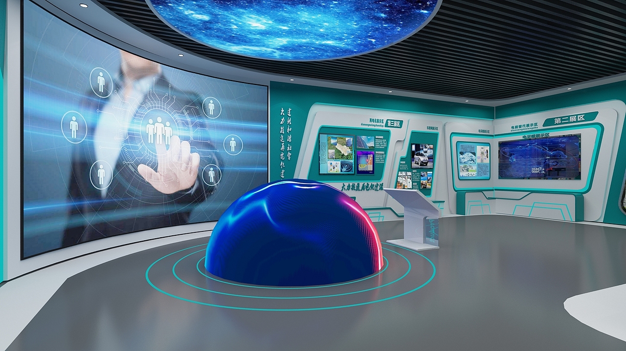 科技展厅白蓝绿电光声展示（图ZMjc4Mjc0NTY0） - 场景 - 站酷设计师治术艺空原创素材 - 站酷ZCOOL