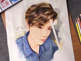 混合技法手绘人物——鹿晗