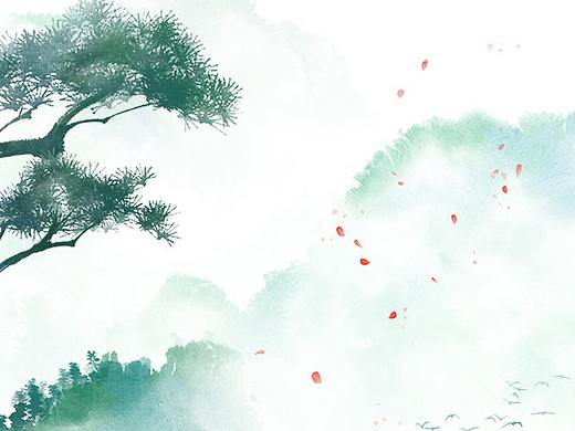 【古诗词山水画】客路青山外，行舟绿水前。