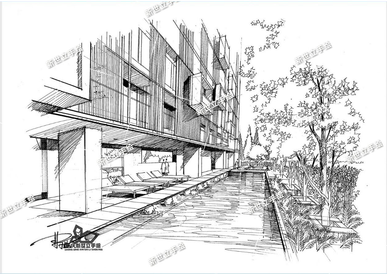 建筑手绘线稿（图ZMTE0NTM0ODQ0） - 景观设计 - 站酷设计师CAO1013原创素材 - 站酷ZCOOL