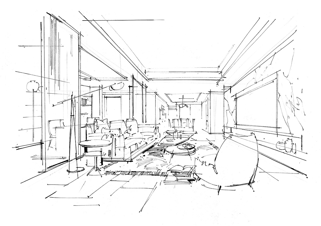 室内设计手绘作品分享2家装空间线稿