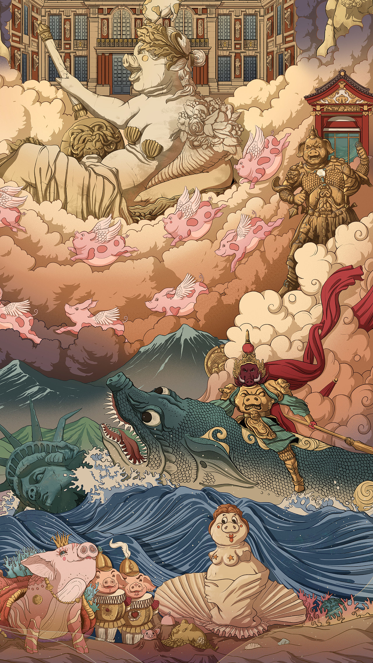 千猪图之猪的幻想（图ZMTUyNDg2MjE2） - 艺术插画 - 站酷设计师吴尧文化原创素材 - 站酷ZCOOL