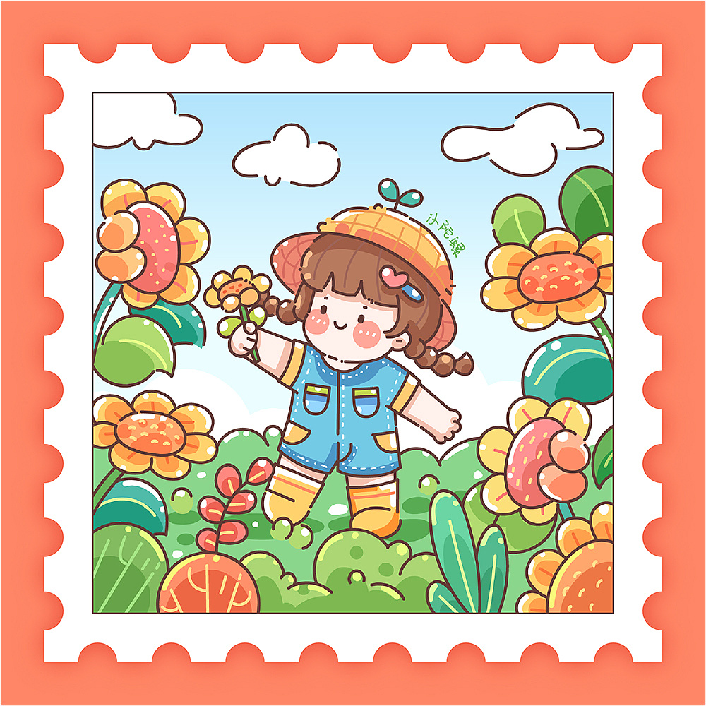 向日葵女孩小插画