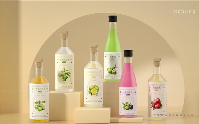 高级感整套系列手绘青梅酒包装设计