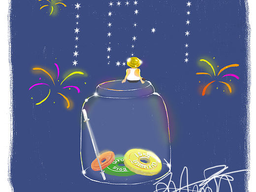 关于健身的插画01:会健身也要爱生活
