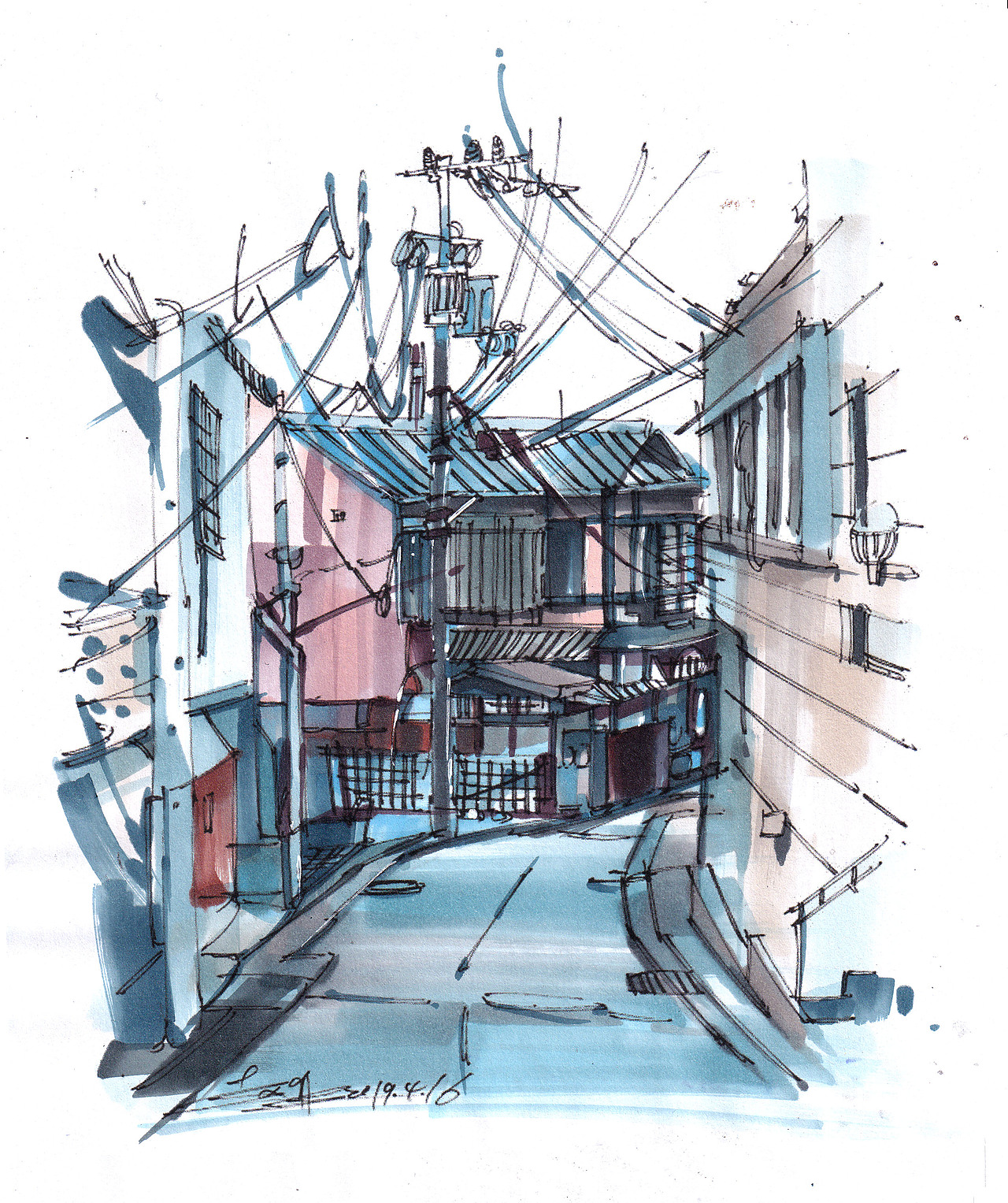 2019城市街景马克笔创作集合|纯艺术|绘画|赵航马克笔_原创作品-站酷