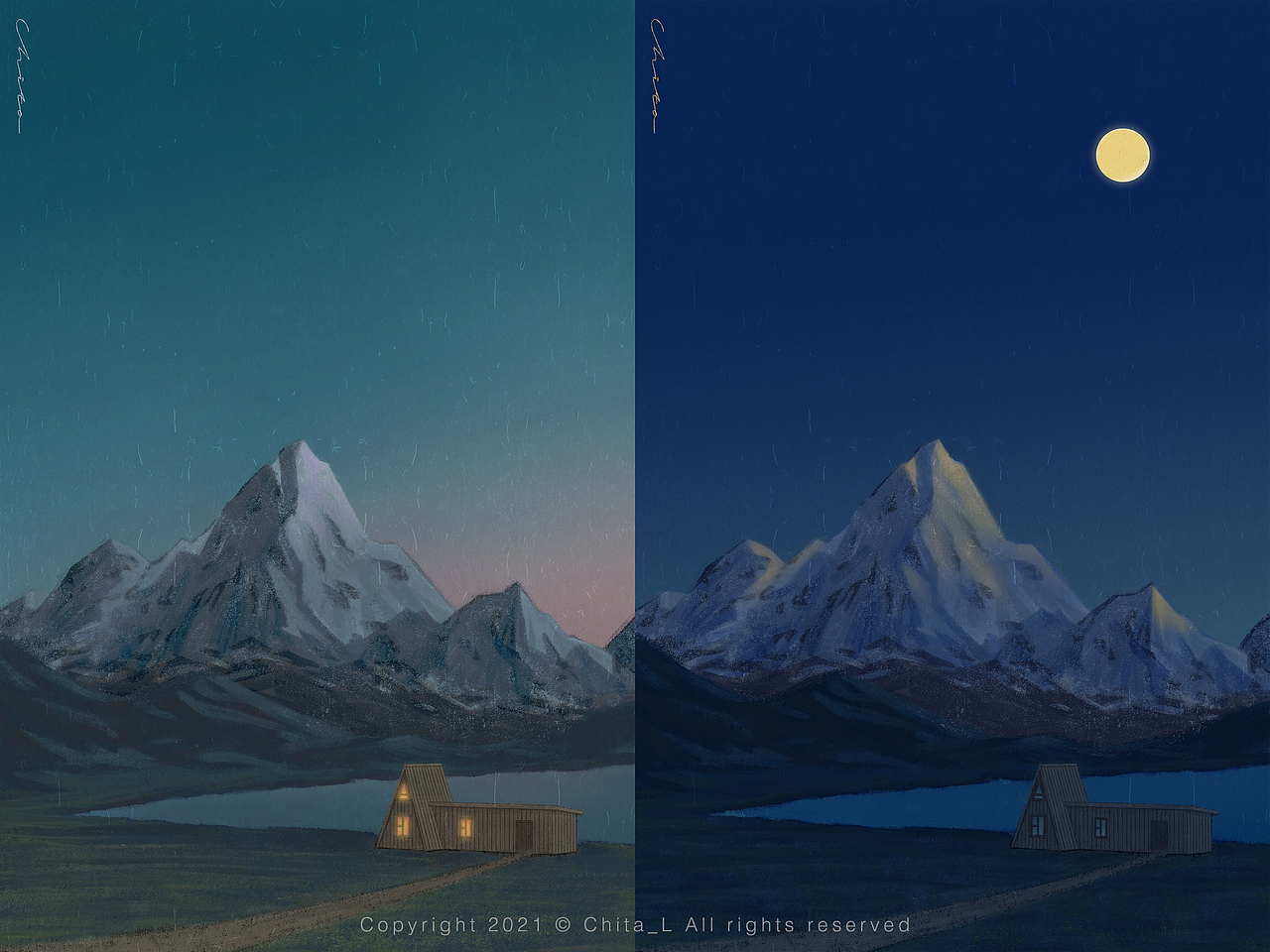 Blueness-插画练习（图ZMjc2NDI2Mjcy） - 商业插画 - 站酷设计师Chita_L原创素材 - 站酷ZCOOL