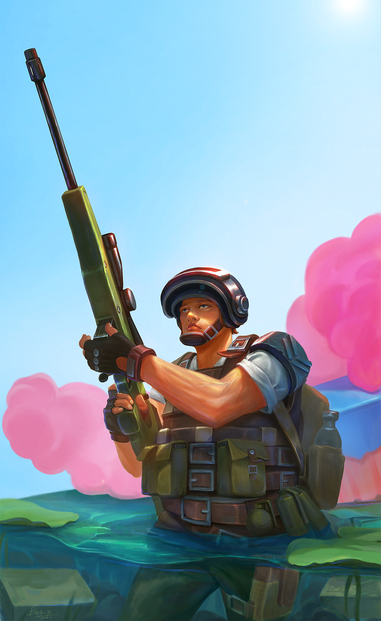 袁非易绝地求生吃鸡插画