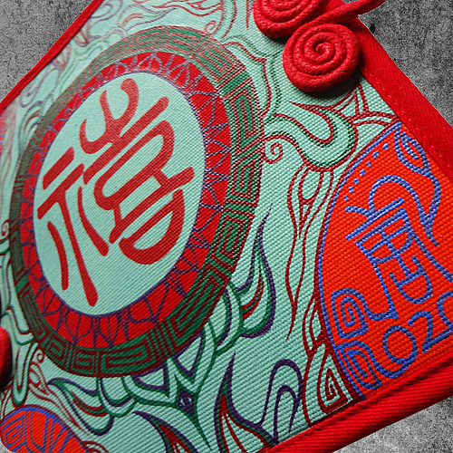 叁公馆原创诡异图腾精工手绘帆布钱包·喜事