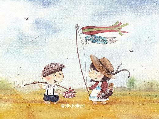 怀念一起踏青的旧时光（个人主页-ZMzUxNDM2MTI=） - 儿童插画 - 站酷设计师米小米插画原创素材 - 站酷ZCOOL